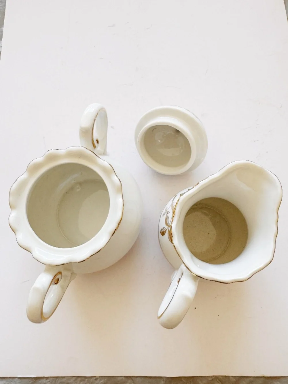 Norcrest Gold Rose 50th Anniversary Cream and Sugar Set Vintage Japan 3 Inches